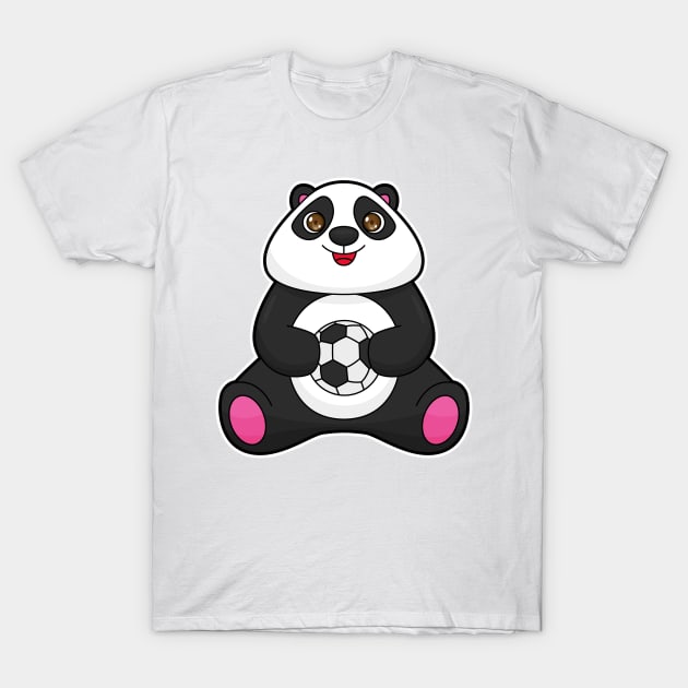 Panda as Soccer player with Soccer ball T-Shirt by Markus Schnabel